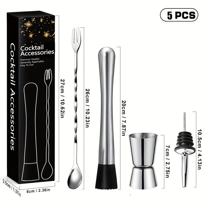 Muddler Cocktail Bar - 【Aço inoxidável e profissional】Conjunto de mistura