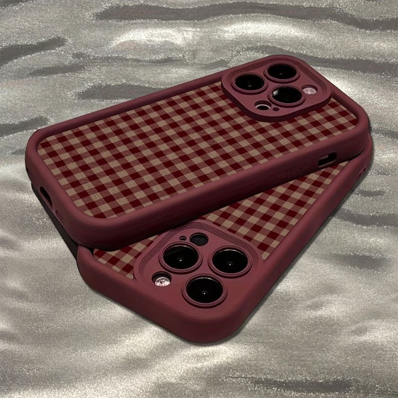 Wine & Beer Emporium - Capa de Celular TPU Xadrez Marrom-Avermelhado