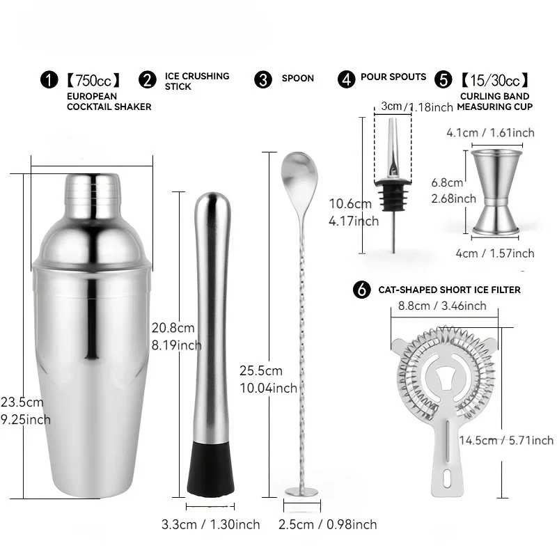 Conjunto de Coqueteleira de Aç - Muddler Cocktail Bar avaliação e preço